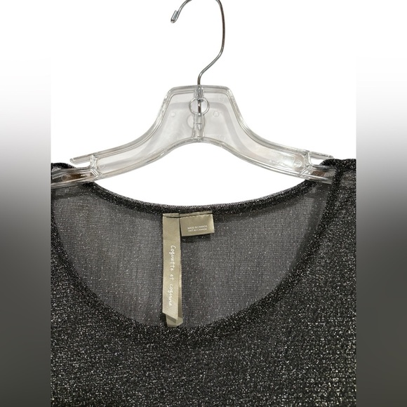 NWOT, Penningtons, Plus Size Glamour Sparkly Top, 3X, Black, Silver - Picture 3 of 8